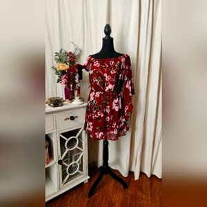 Essue Burgandy Floral Medium Dress